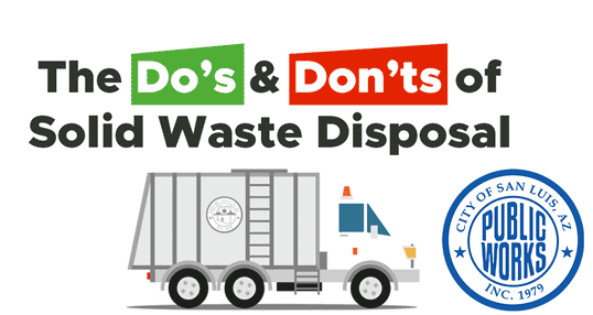 dos and dont's text with an image of a solid waste truck